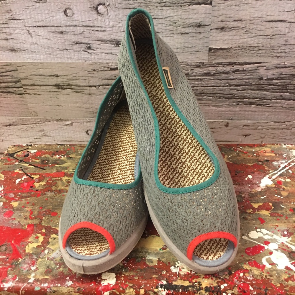 Maians Ines Rejilla Grey Peep-Toe Wedge Shoes Size 40